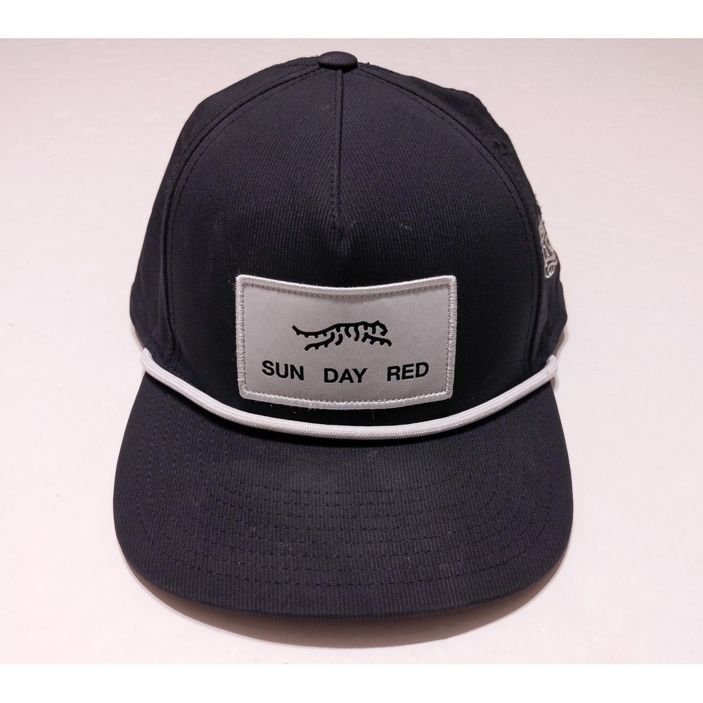 SUN DAY RED Tiger Woods Golf Rope Hat Cap Patch Emerald Bay Black Snapback